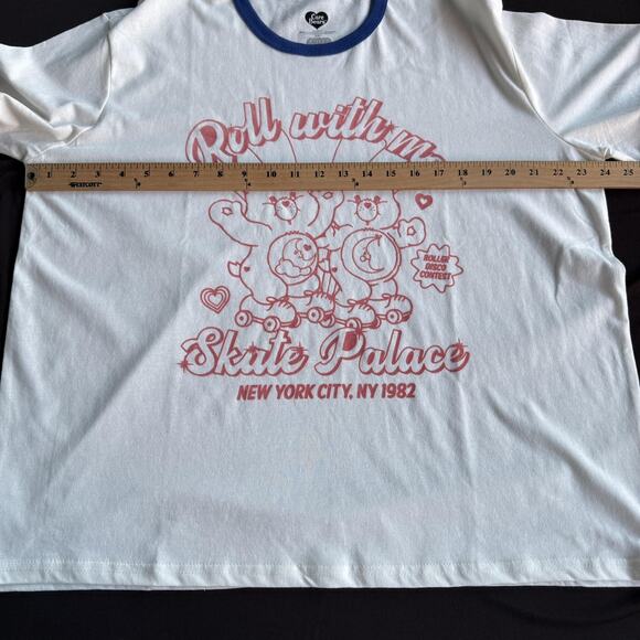 Care Bears Shirt Mens 2XL White Blue Ringer Roll With Me Skate Palace 1982 NYC - Picture 6 of 7